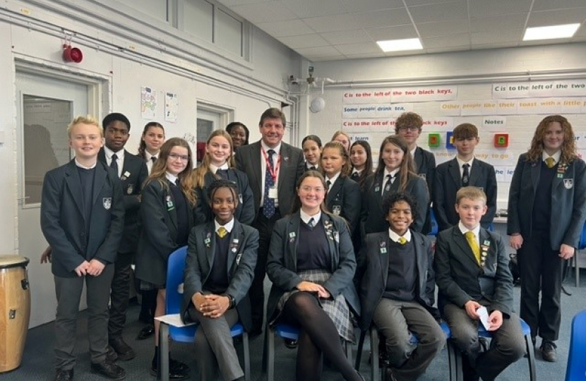 Stephen with Hassenbrook's Anti-Bullying Ambassadors.