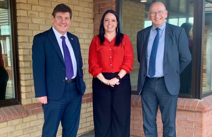 Stephen stands alongside Samantha Newton and Russell Vine of Hassengate Medical Centre.