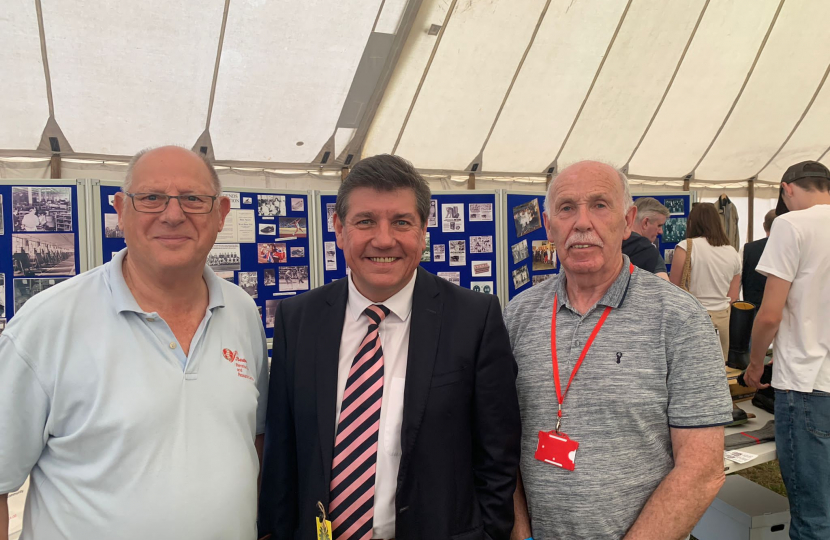 Stephen meets with Mike Tarbard and John Purkiss in front of the heritage section.