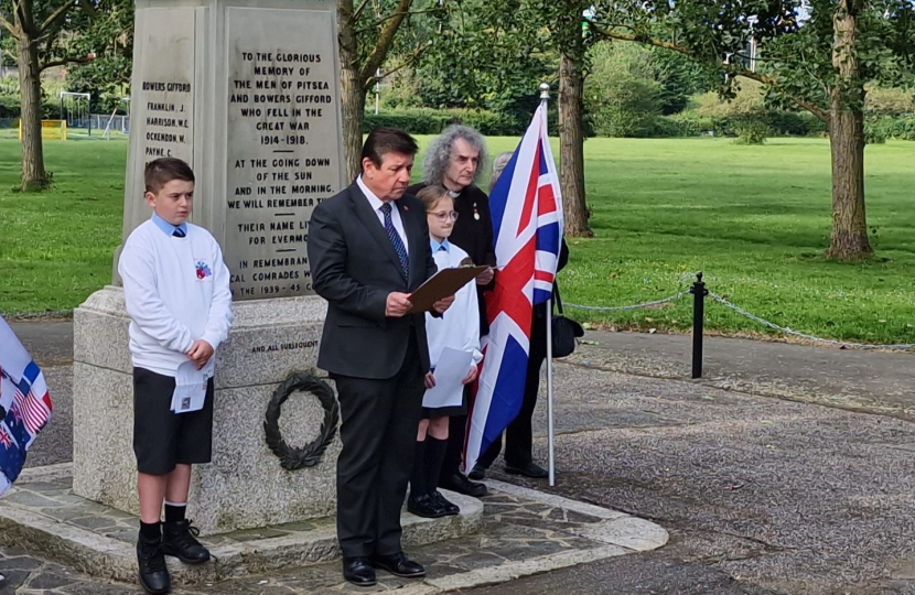 Stephen at Pitsea War Memorial.