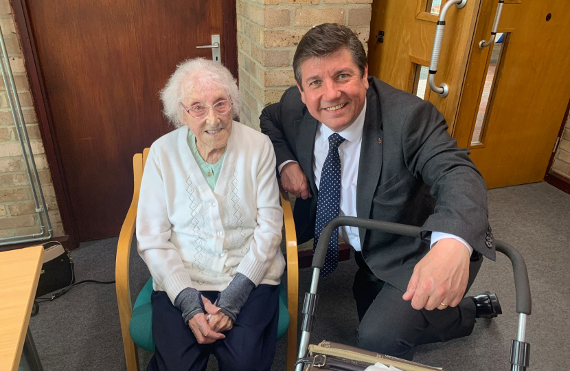 Stephen with a resident from Maydells Court.