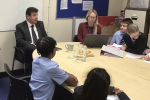 Stephen visits school for Young Parliament meeting.