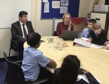 Stephen at the school council meeting.