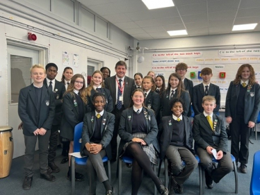 Stephen with Hassenbrook's Anti-Bullying Ambassadors.