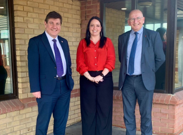 Stephen stands alongside Samantha Newton and Russell Vine of Hassengate Medical Centre.